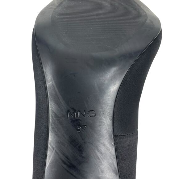 Mango Satin Pointed Toe Heel Pump with Buckle Black Size 37/ 6.5 - Picture 12 of 13